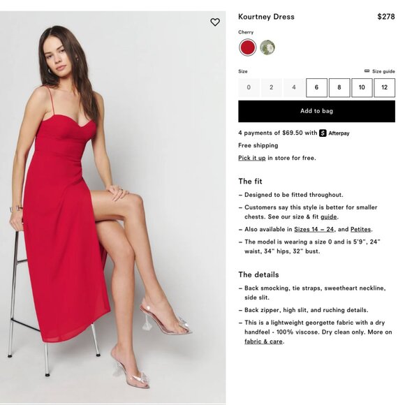 NWT Reformation Kourtney Dress Red - Size 6 - Picture 2 of 6